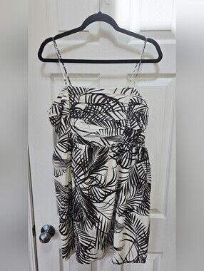 Express Linen-Blend Printed Ruched Mini Babydoll Dress